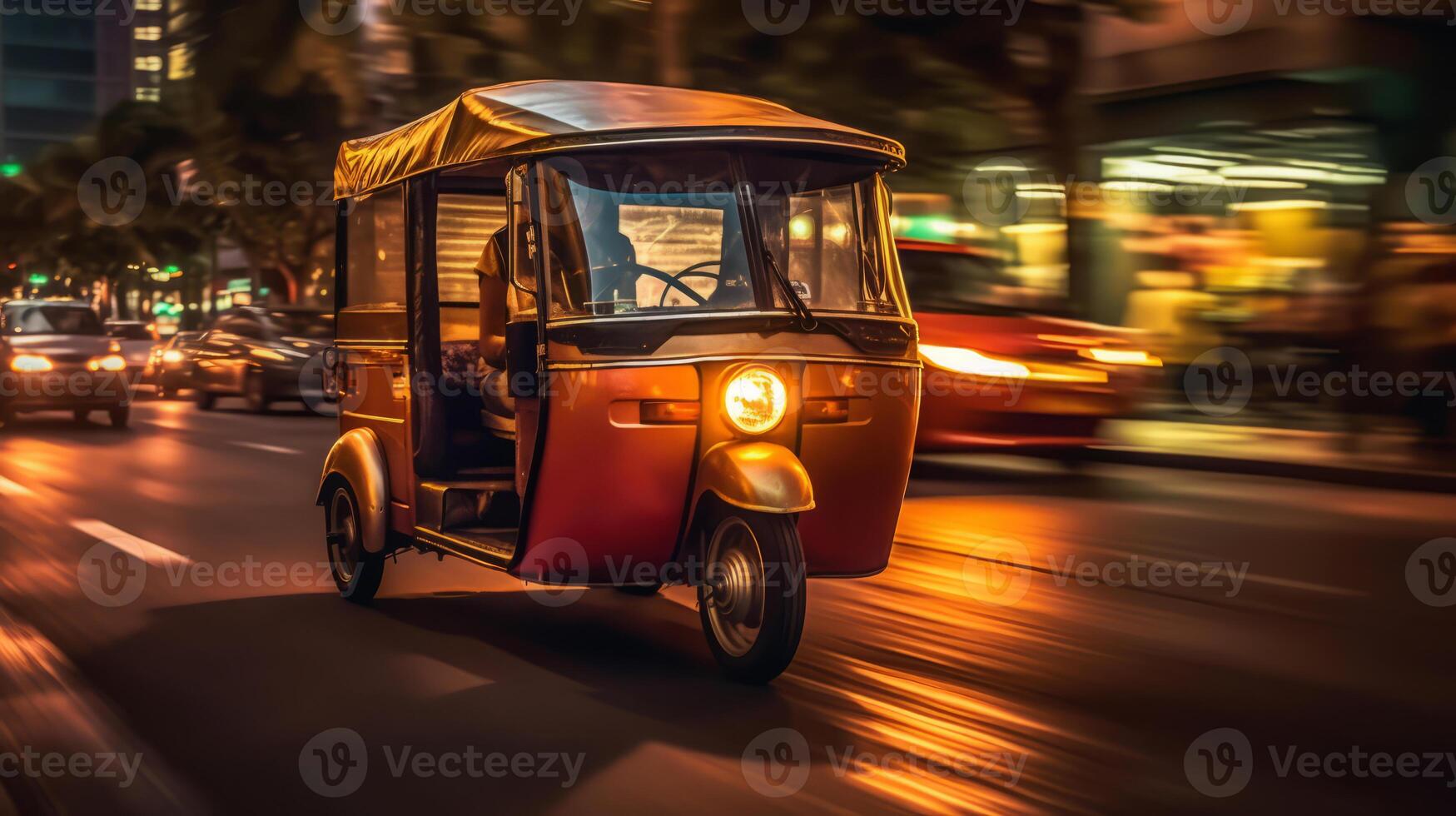 Rickshaw of a beautiful Transportation with futuristic design. . photo