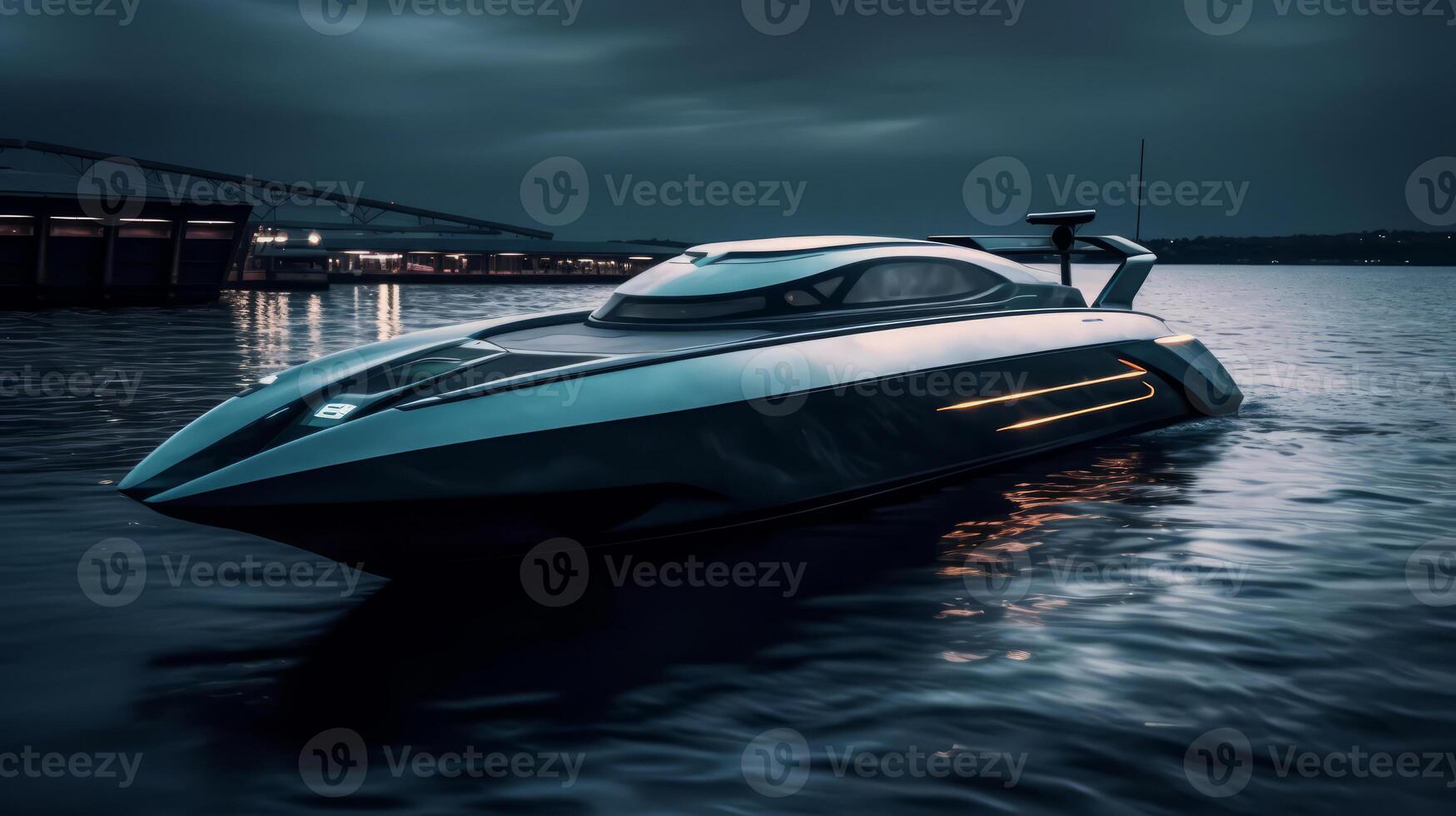 Speedboat of a beautiful Transportation with futuristic design. . photo