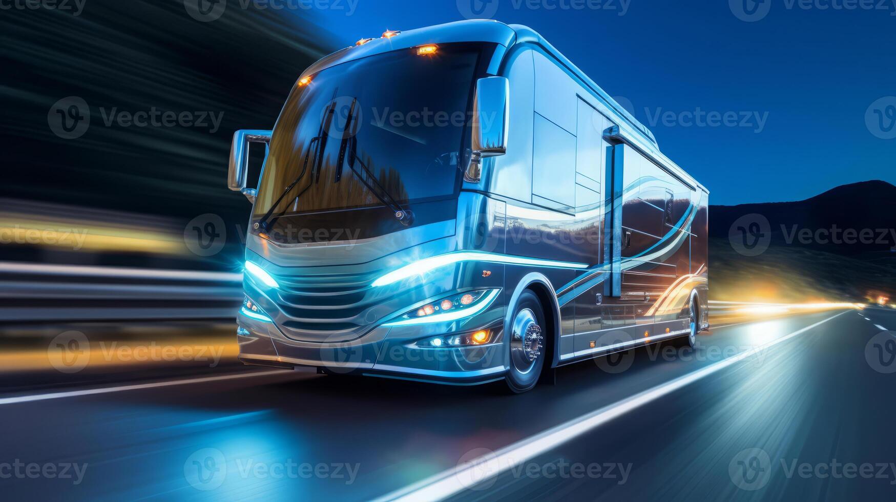 Bus of a beautiful Transportation with futuristic design. . photo