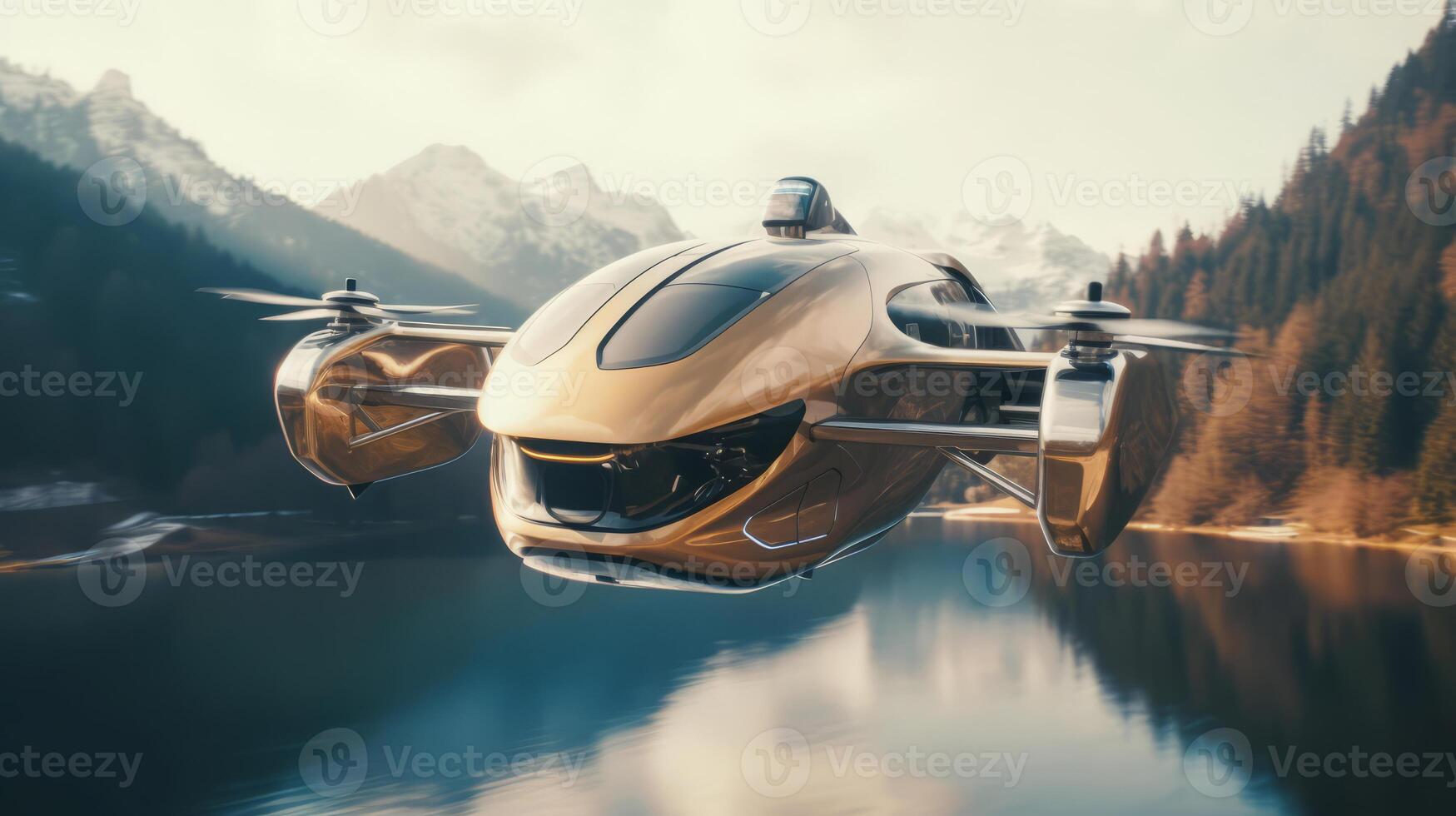 Travel human drone of a beautiful Transportation with futuristic design. AI Generated. photo