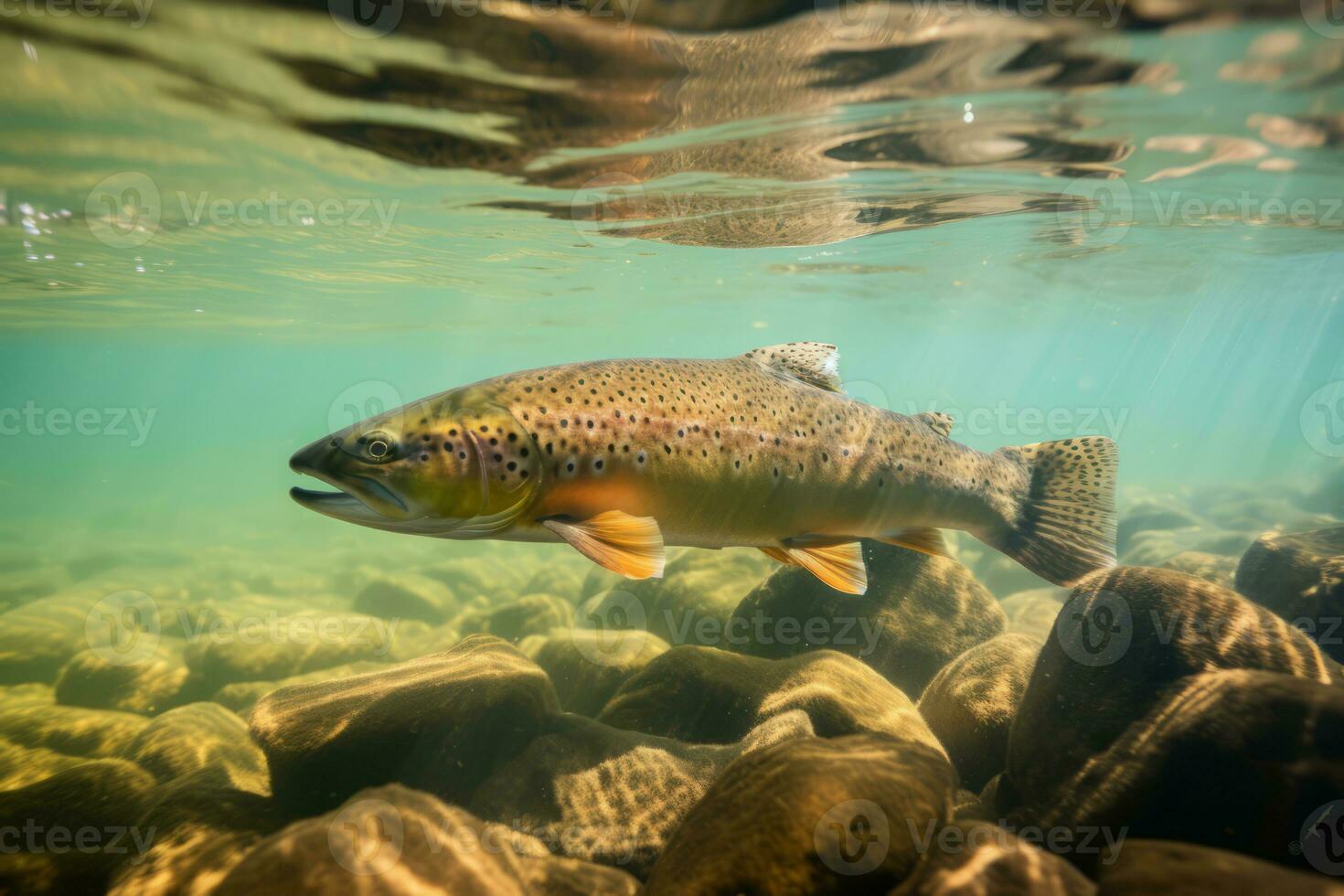 Trout in nature, national geography, Wide life animals. AI Generated. photo