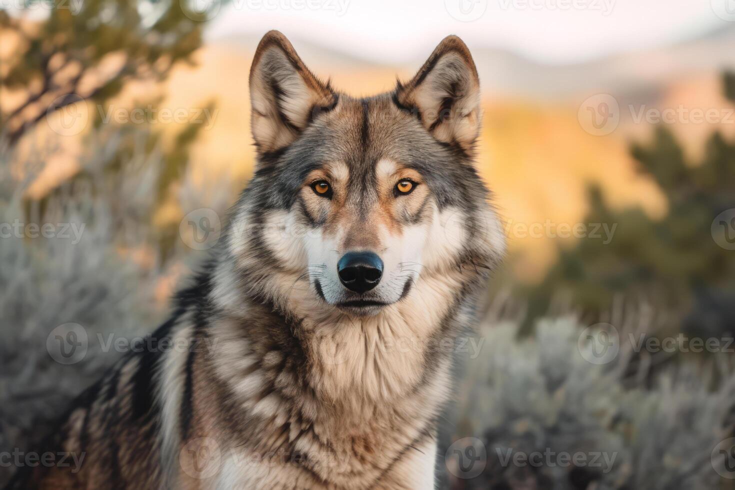 Wolf in nature, national geography, Wide life animals. AI Generated. photo