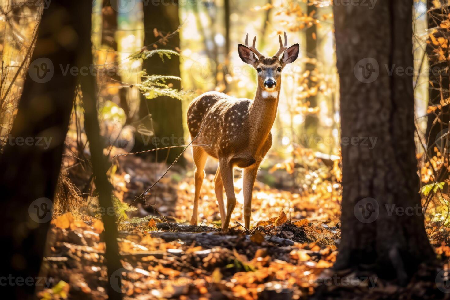 Deer in nature, national geography, Wide life animals. AI Generated. photo