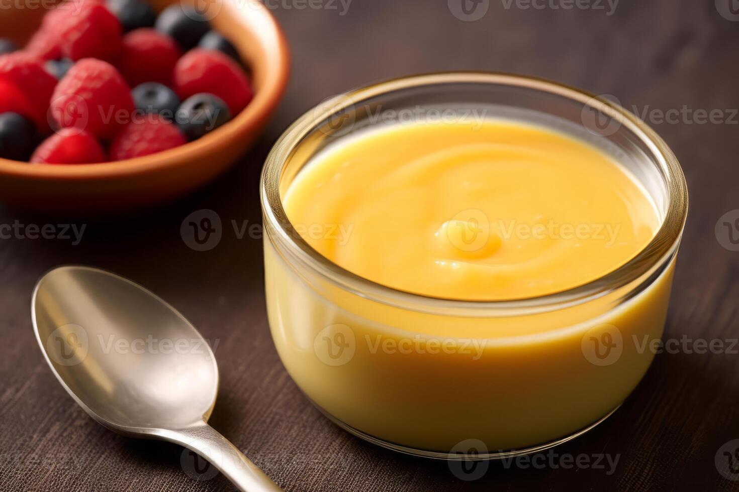 Close-up top view of ingredients Japanese Custard Pudding, Japanese food. . photo