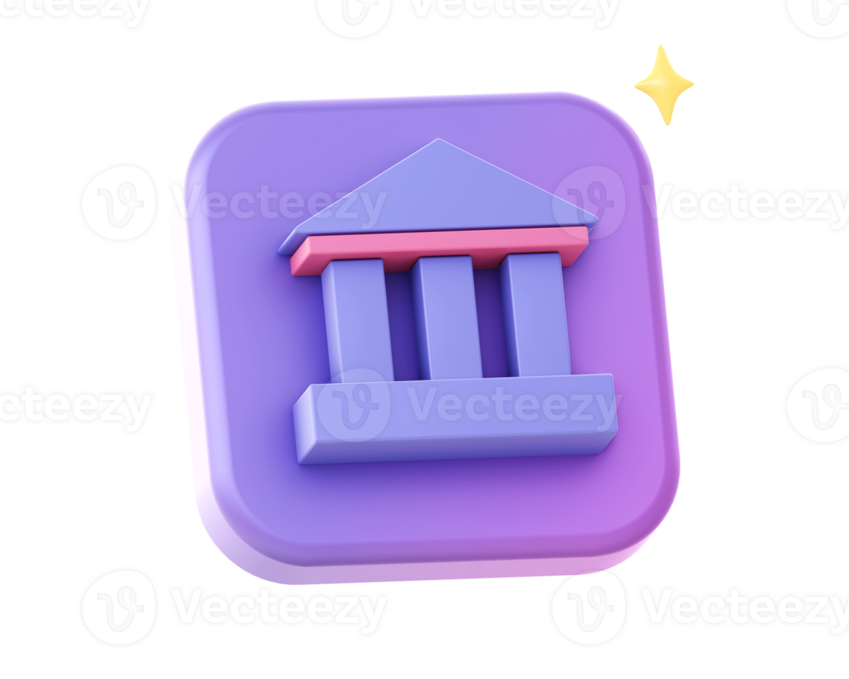 3d render of purple finance and banking side icon for UI UX web mobile apps social media ads design png