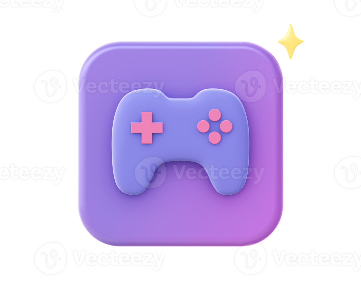 3d hacer de púrpura juego controlador palanca de mando icono para ui ux web móvil aplicaciones social medios de comunicación anuncios diseño png