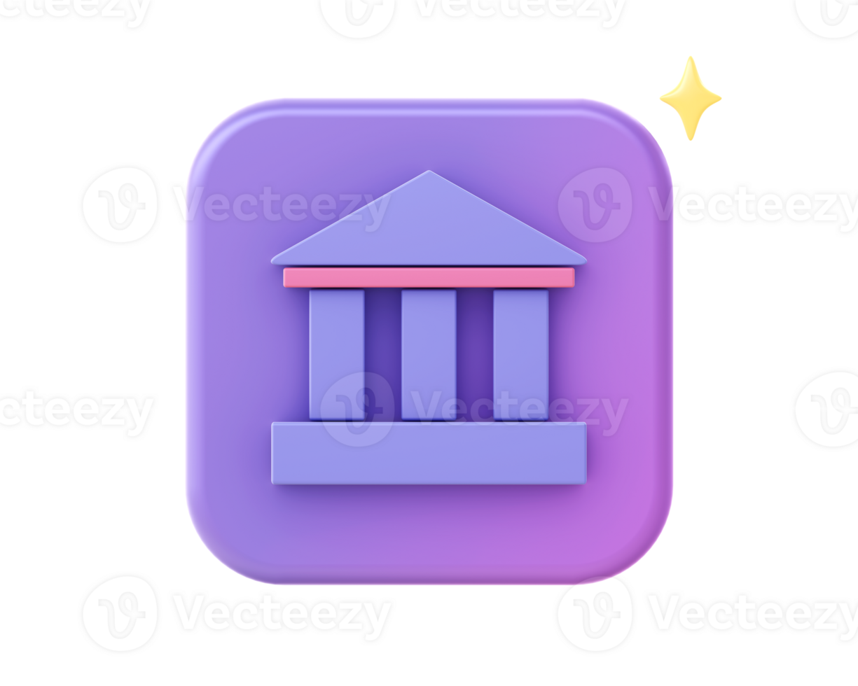 3d render of purple finance and banking icon for UI UX web mobile apps social media ads design png