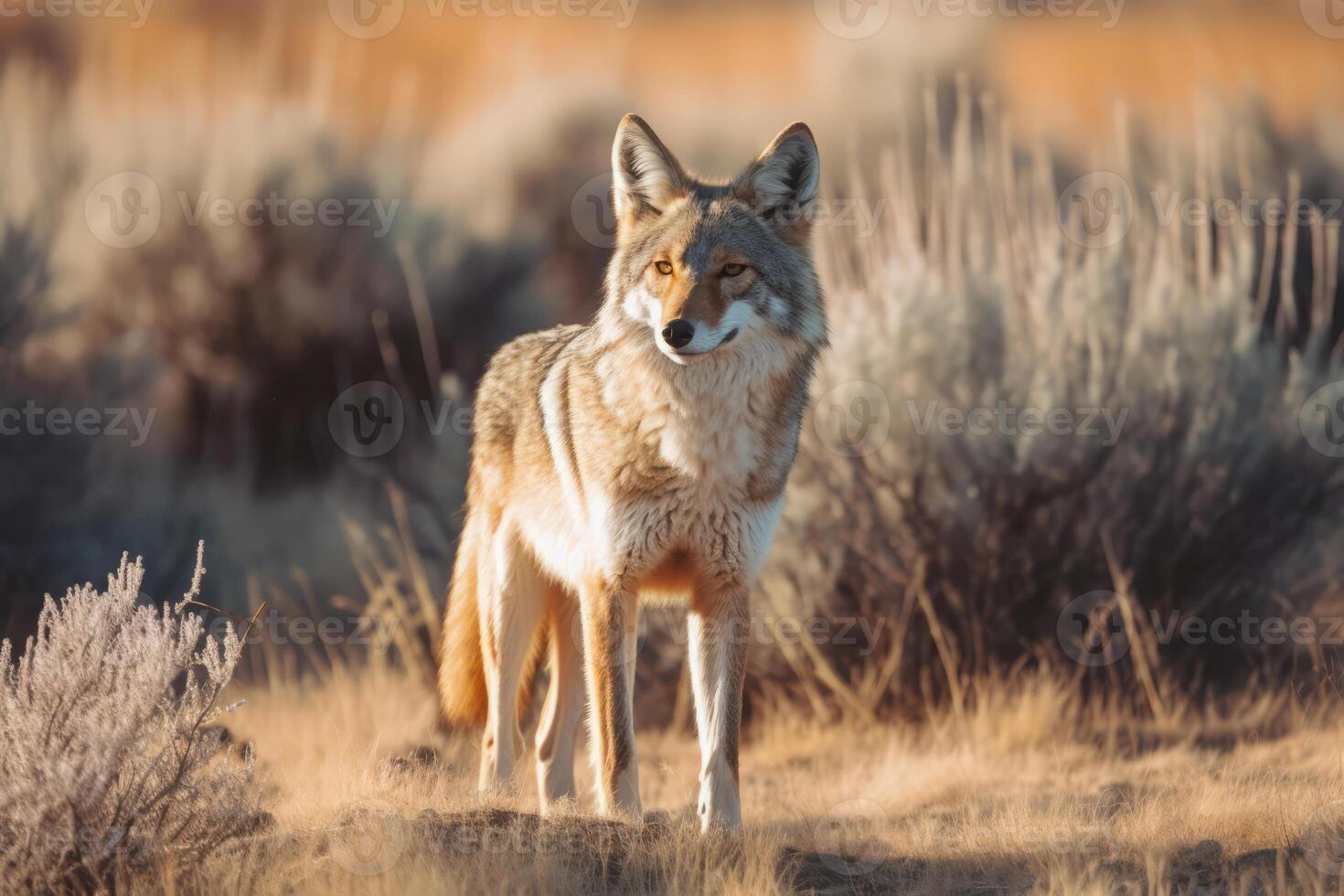 Coyote in nature, national geography, Wide life animals. AI Generated. photo