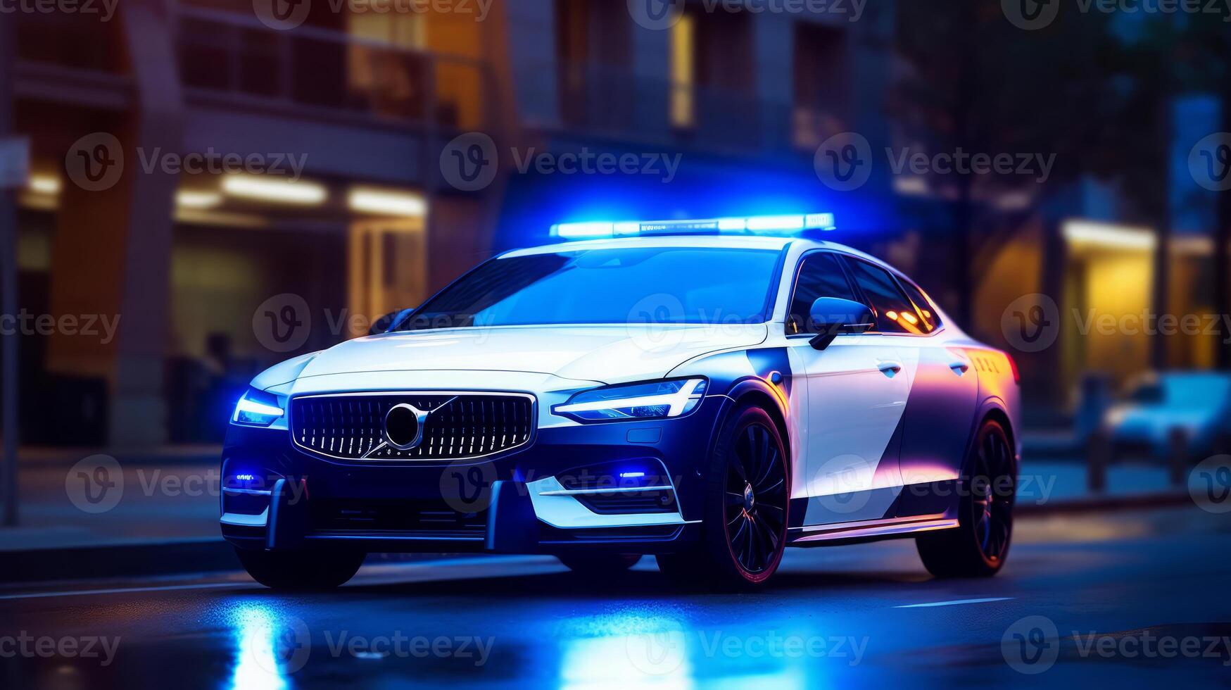 Police car of a beautiful Transportation with futuristic design. . photo