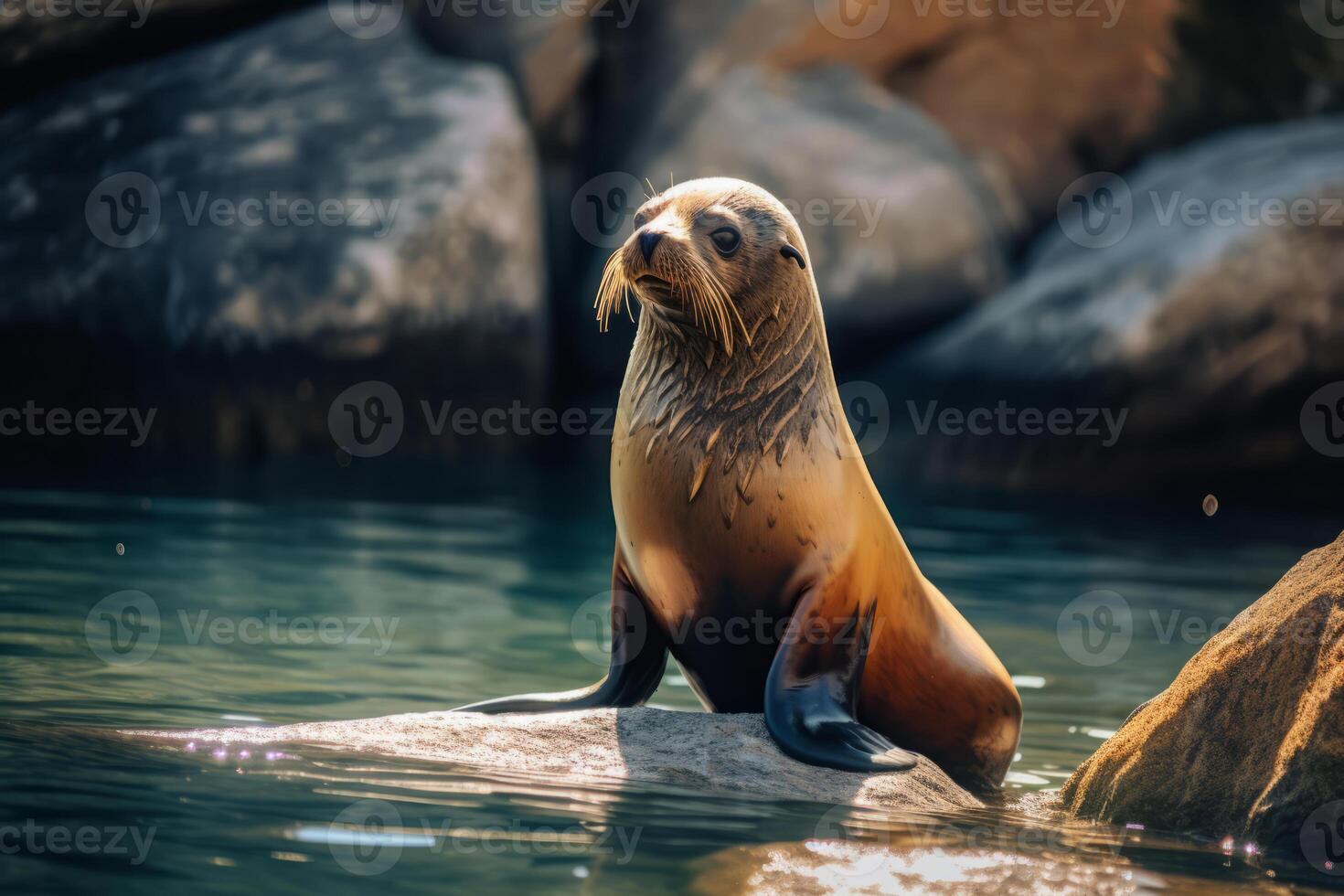 sello en naturaleza, nacional geografía, amplio vida animales ai generado. foto