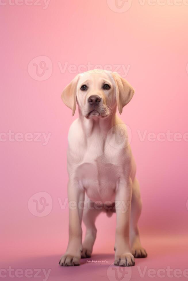 Very cute puppy Labrador in nature, national geography, Wide life animals. AI Generated. photo