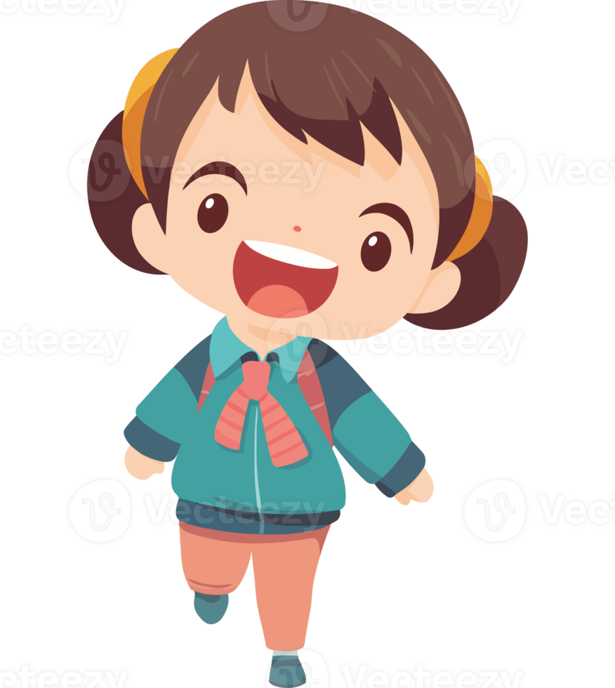 Smiling girl running in cheerful childhood fun png