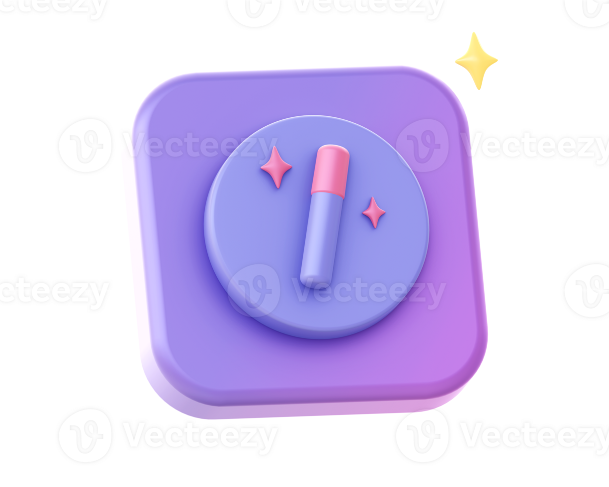 3d render of purple magic wand stick side icon for UI UX web mobile apps social media ads design png