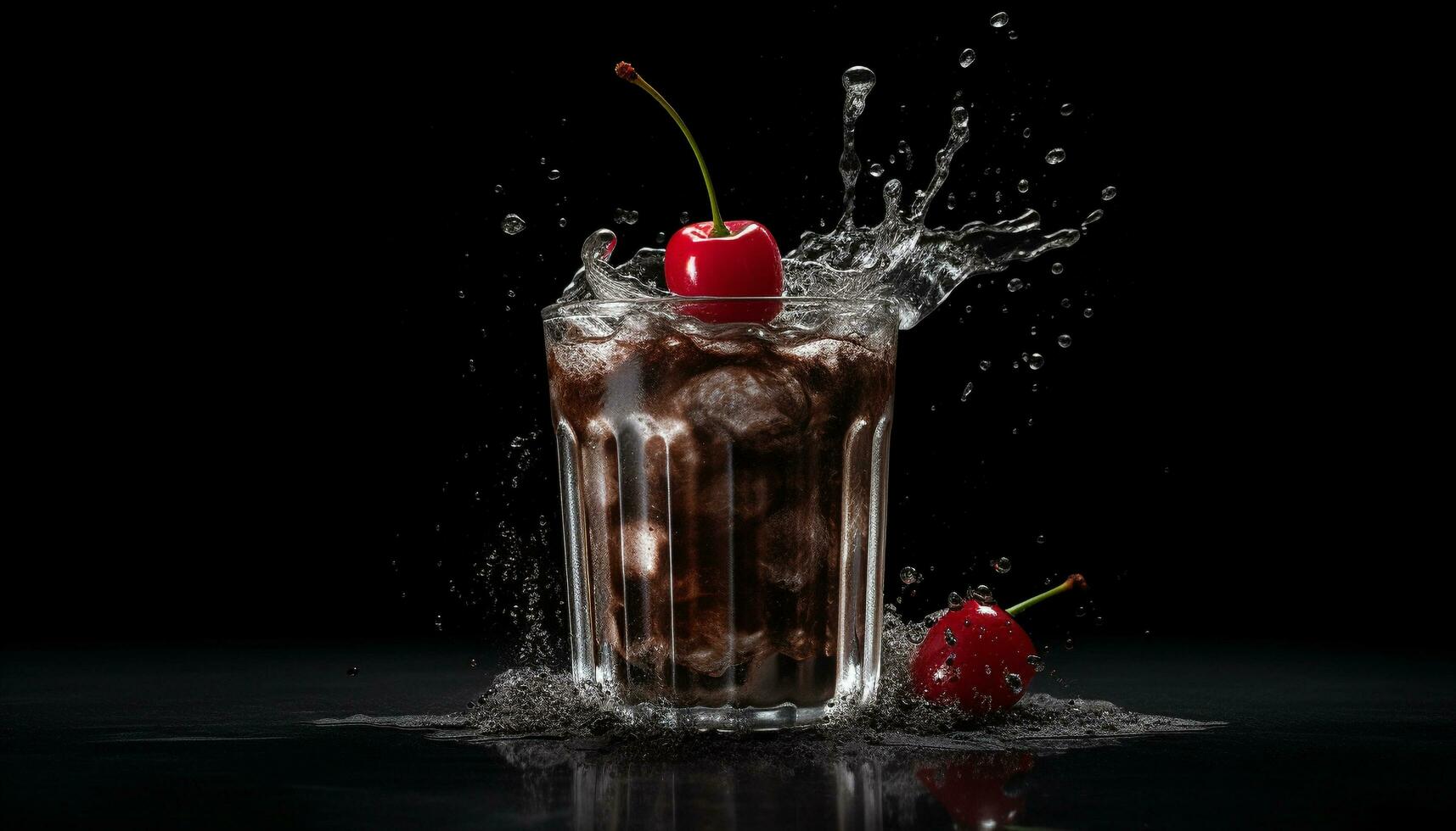 Refreshing cocktail splashes ice, fruit, and sweetness generated by AI photo