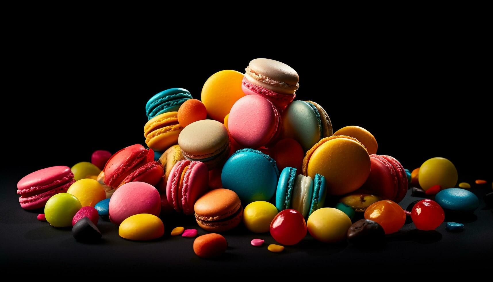 A gourmet French macaroon stack, indulgent indulgence generated by AI photo