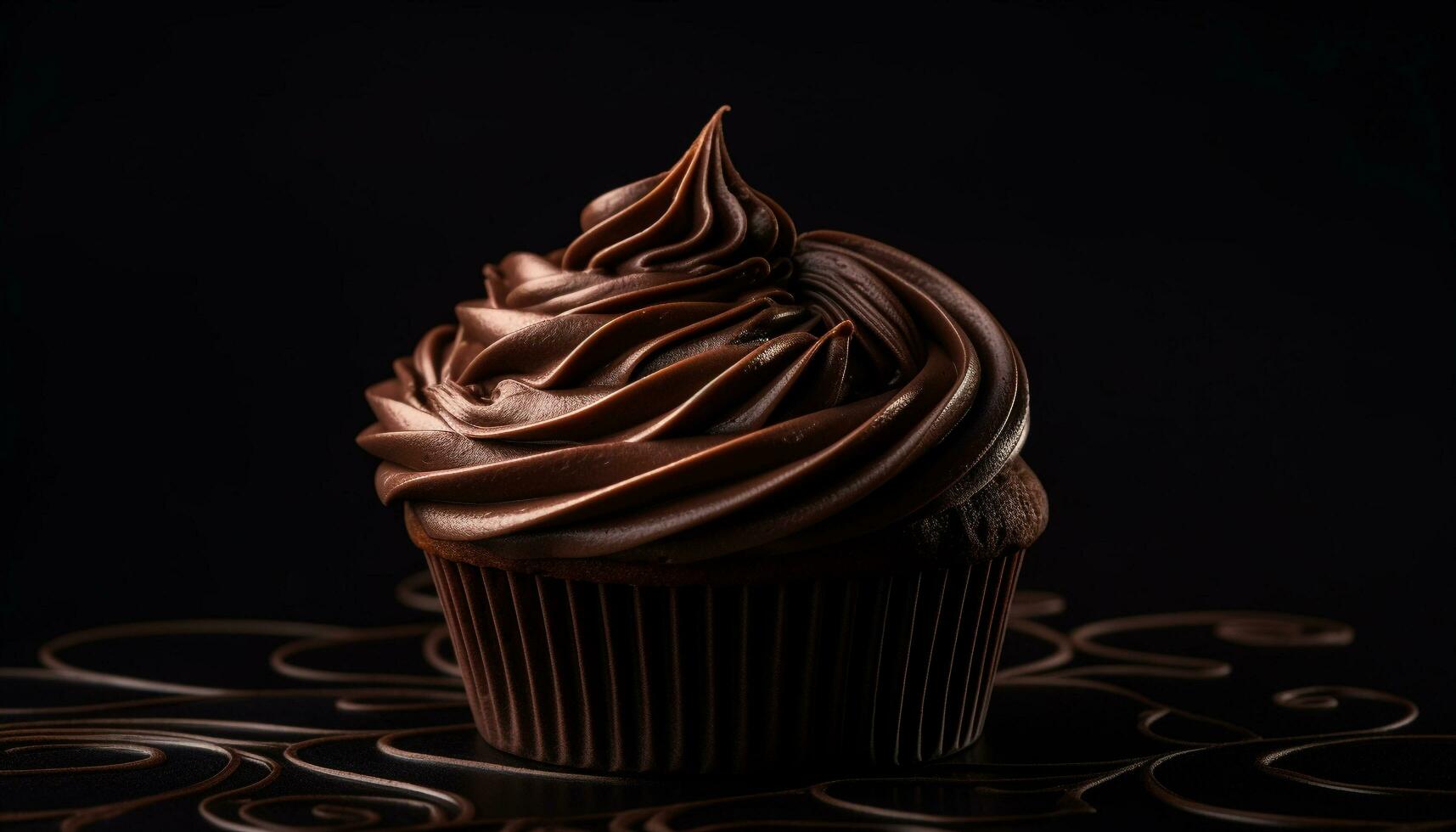 Decadent chocolate cupcakes with creamy whipped icing generated by AI photo