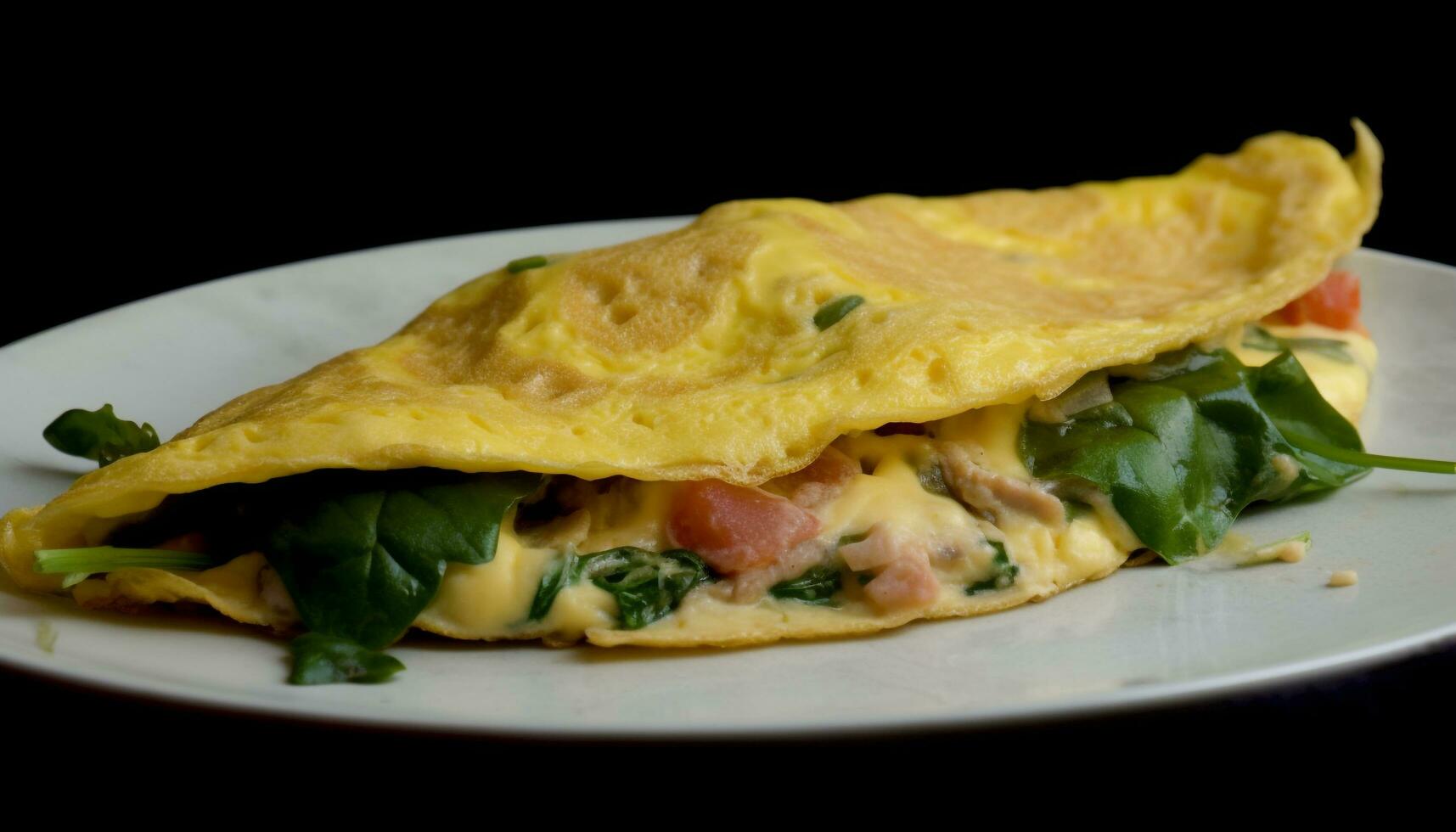 Freshly cooked gourmet omelet on a plate generated by AI photo