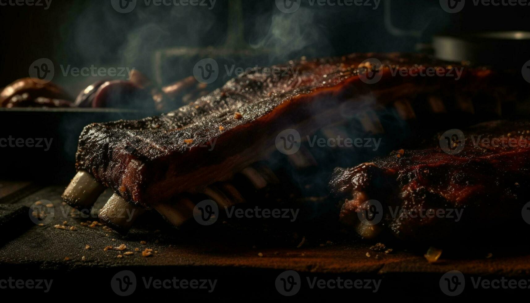 Grilled pork steak, cooked to perfection over coal generated by AI photo