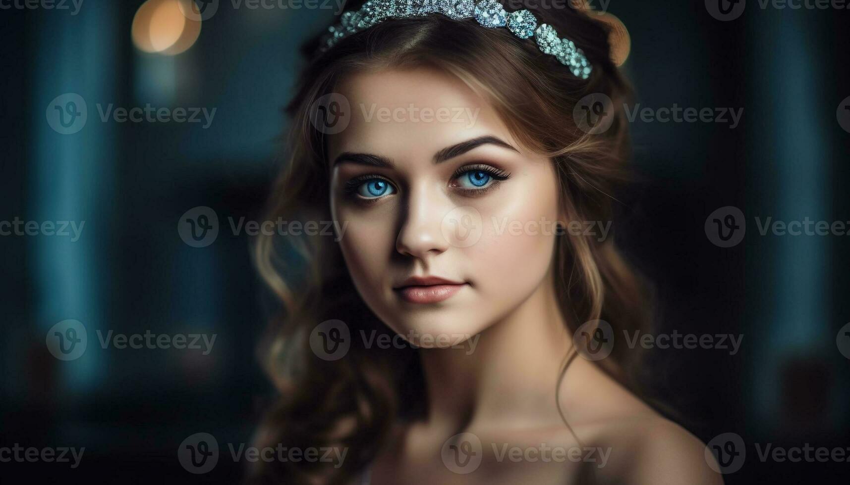 Beautiful women looking glamorous in fashionable tiaras generated by AI photo