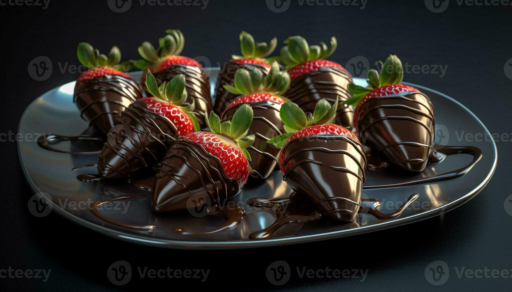 Indulgent plate of gourmet chocolate truffles and berries generated by AI photo