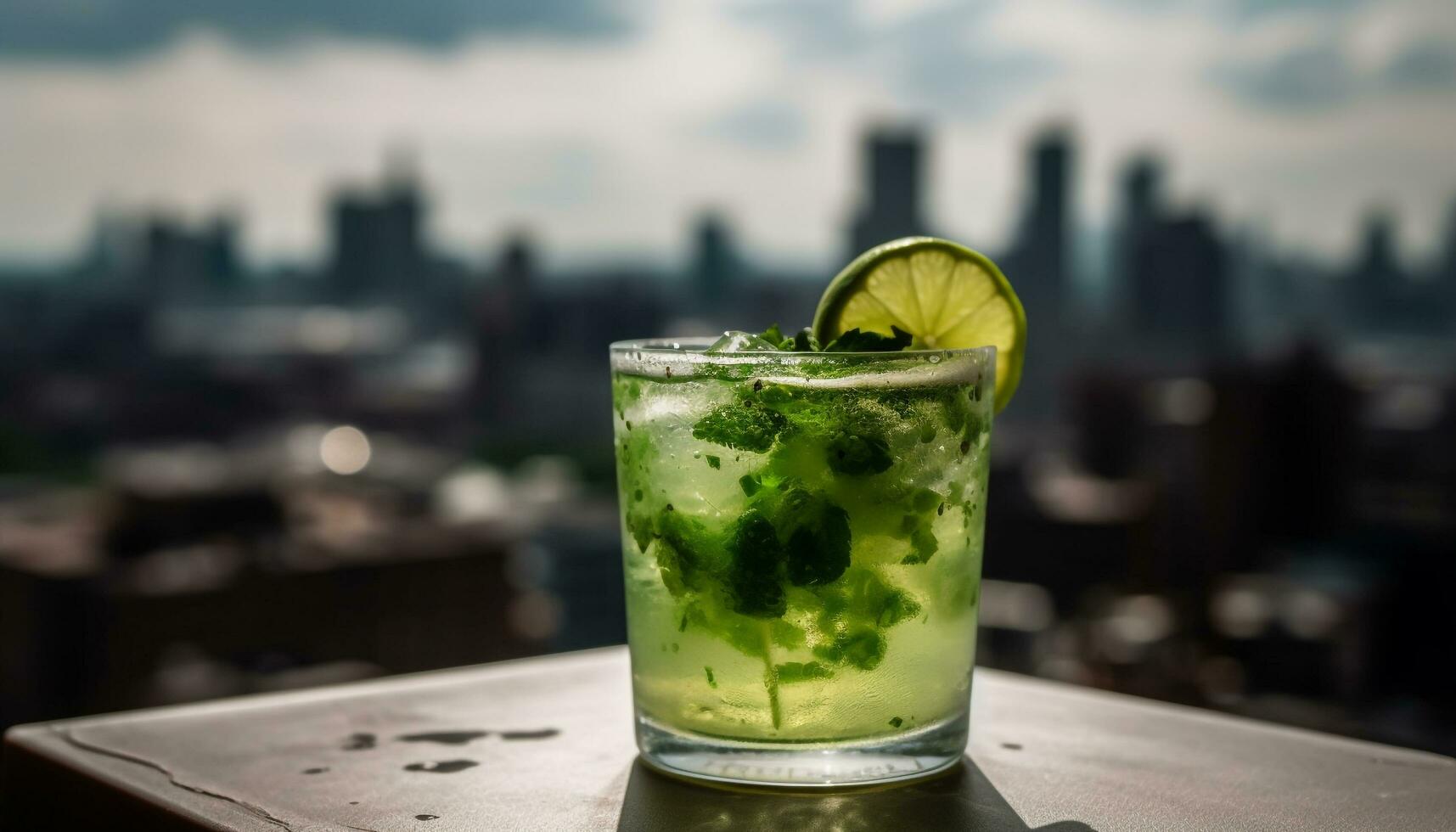 Fresh mojito with citrus and mint leaves generated by AI photo