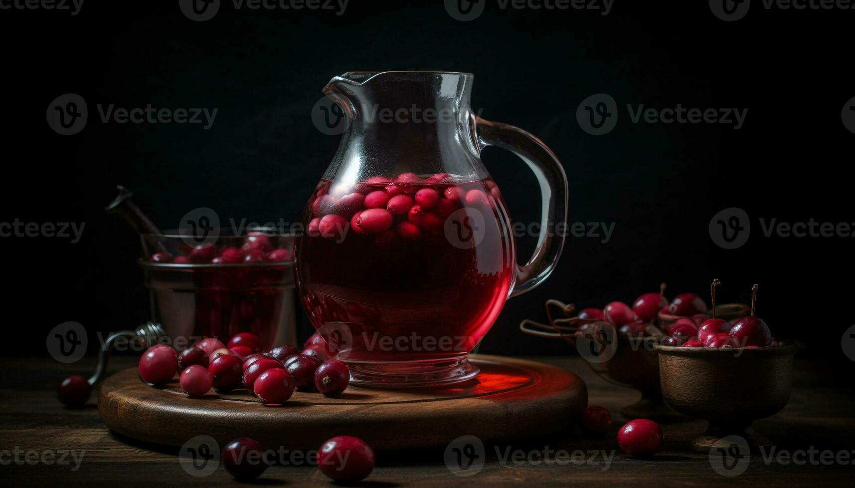 Juicy berry refreshment on rustic wooden table generated by AI photo