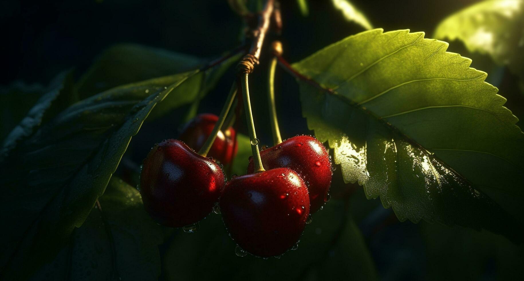 frescura de naturaleza generosidad maduro fruta, verde hojas, sano comiendo generado por ai foto