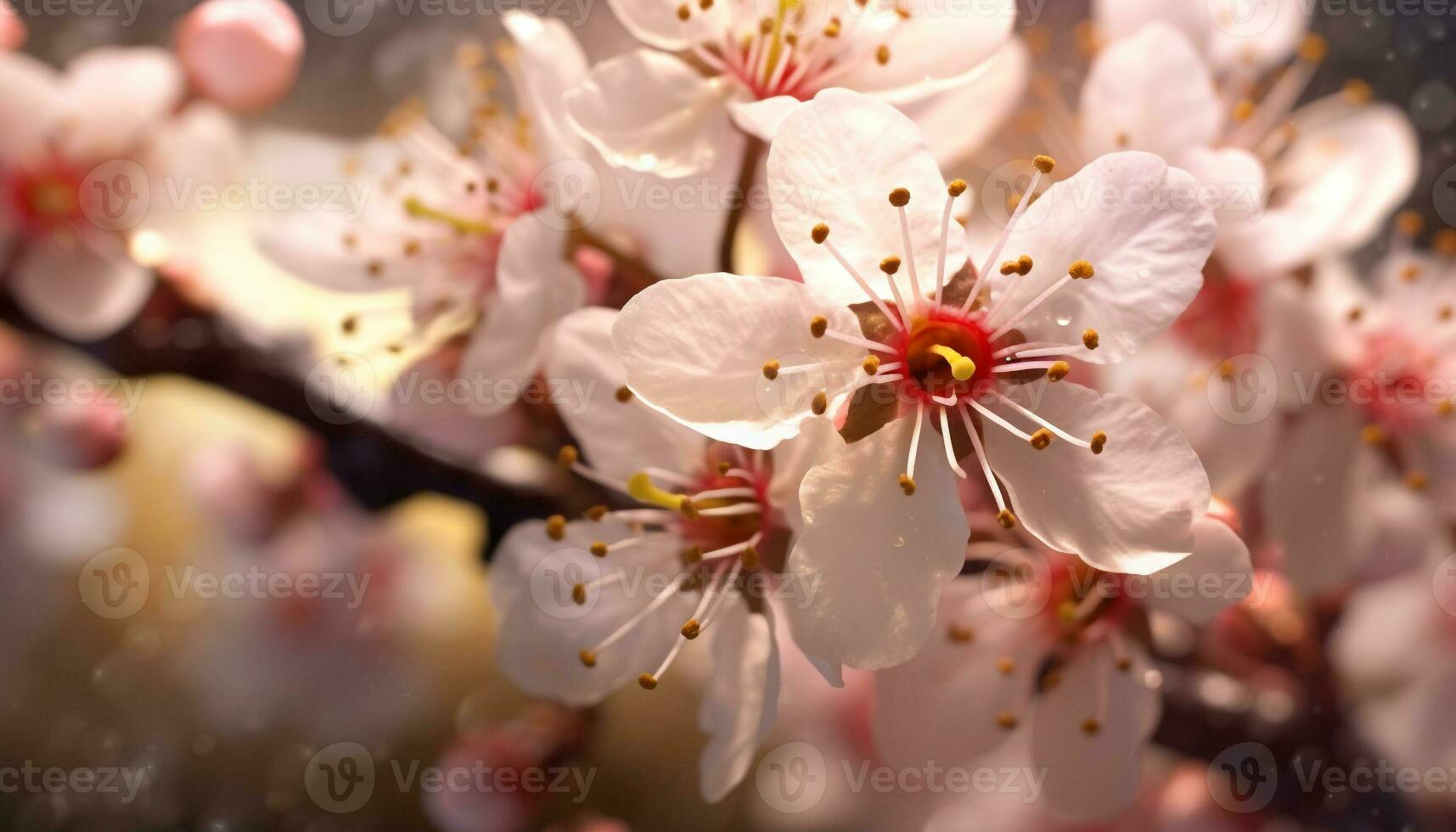 Freshness of springtime, nature beauty in a single flower blossom generated by AI photo