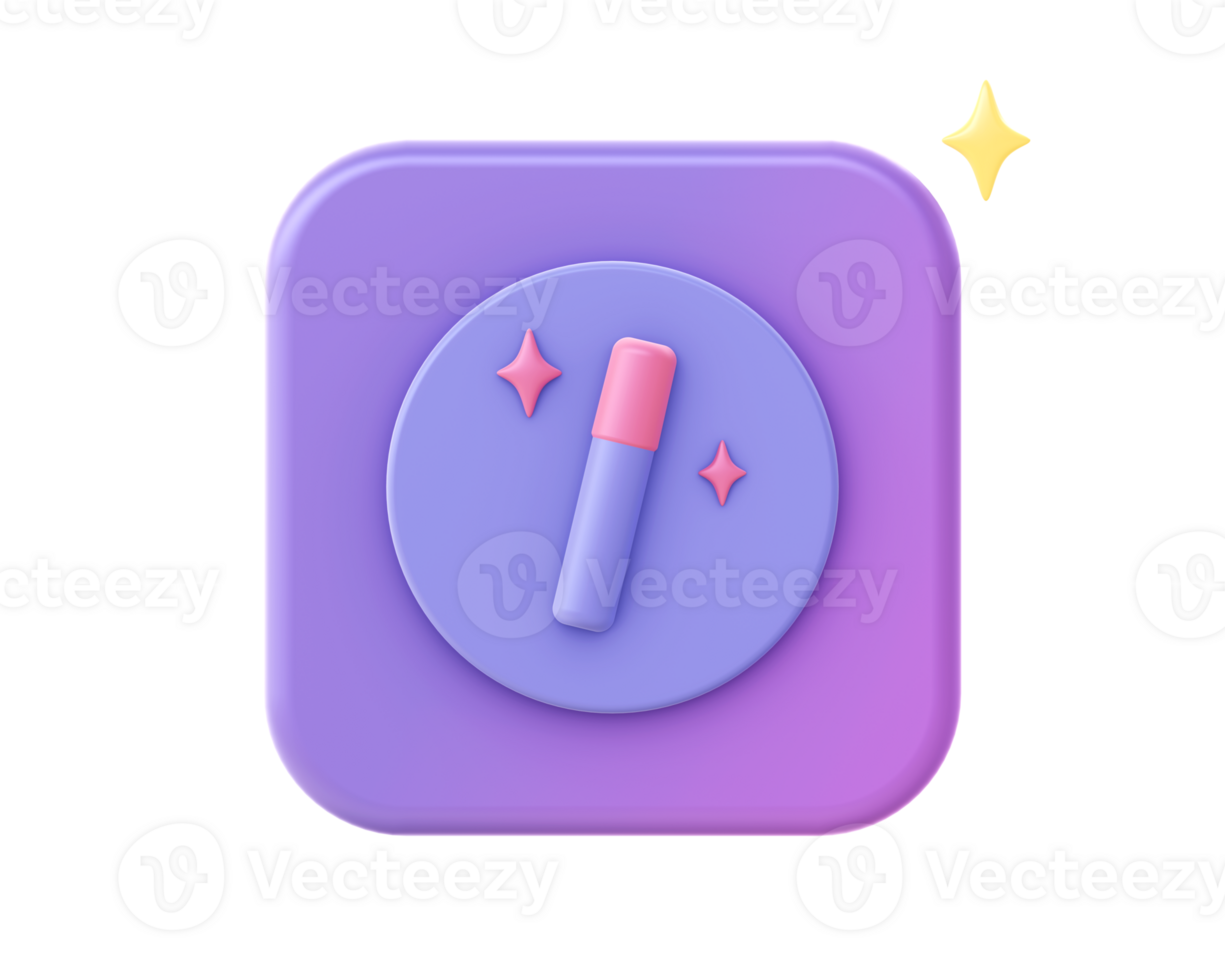 3d render of purple magic wand stick icon for UI UX web mobile apps social media ads design png