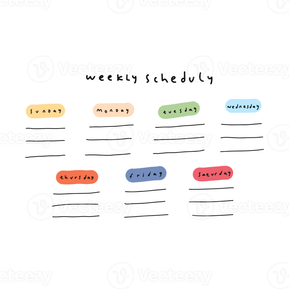 süß wöchentlich Zeitplan Vorlage png