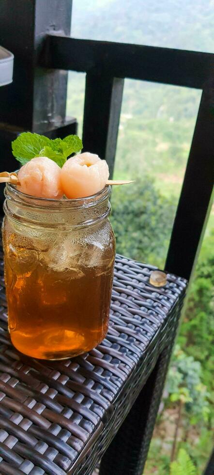 This is a fresh lychee tea. photo