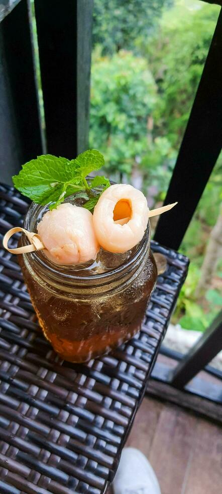 This is a fresh lychee tea. photo