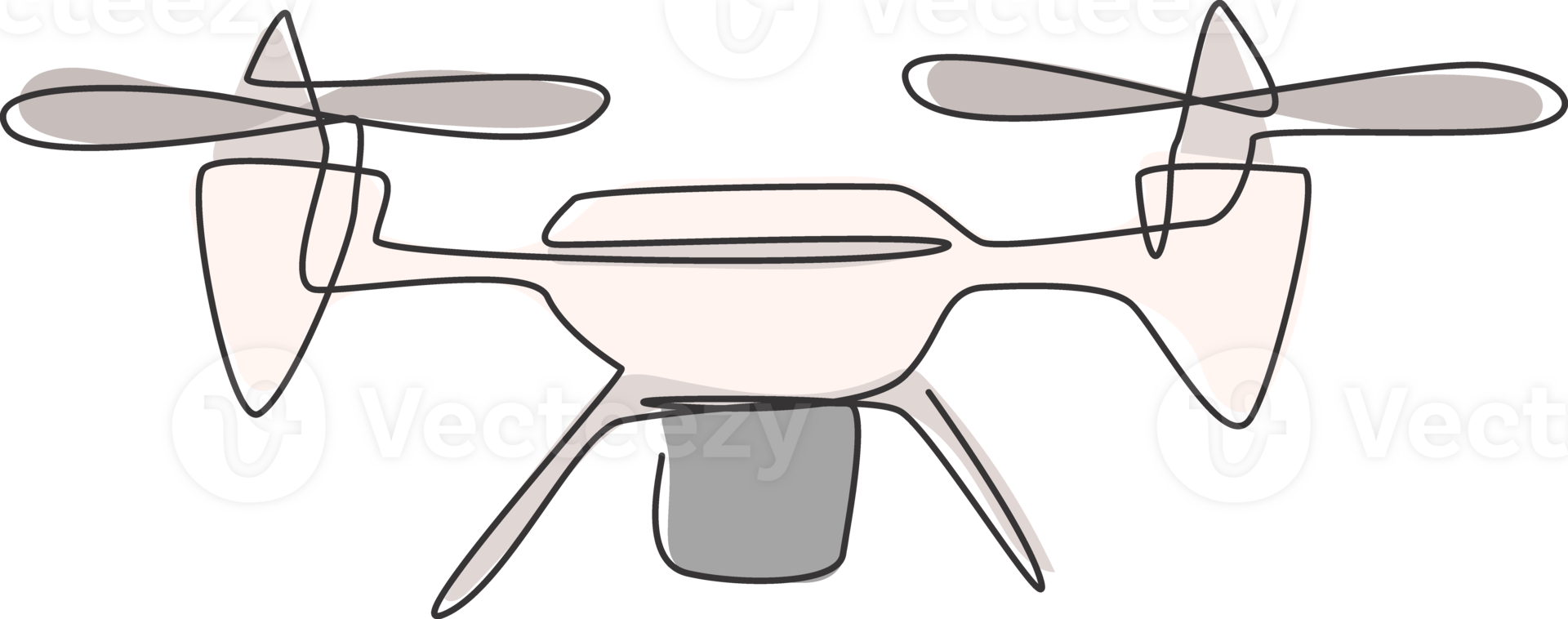 Single continuous line drawing of flying drone airplane, unmanned plane. Air transportation vehicle concept. Trendy one line draw graphic design illustration png