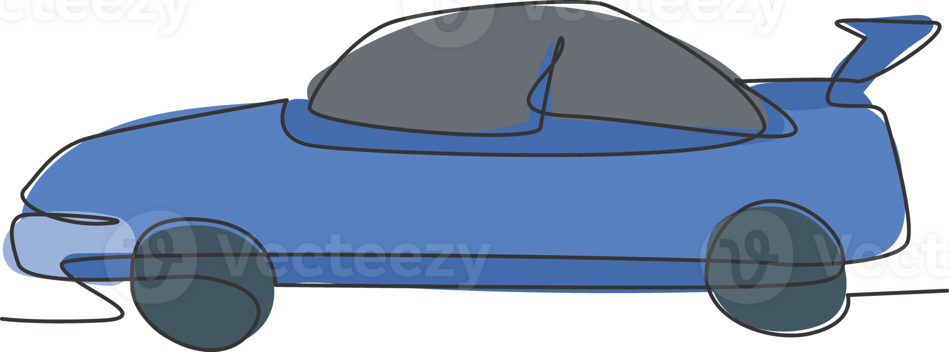 Single continuous line drawing of classic sedan car from side view. Transportation road vehicle concept. Trendy one line draw design graphic illustration png