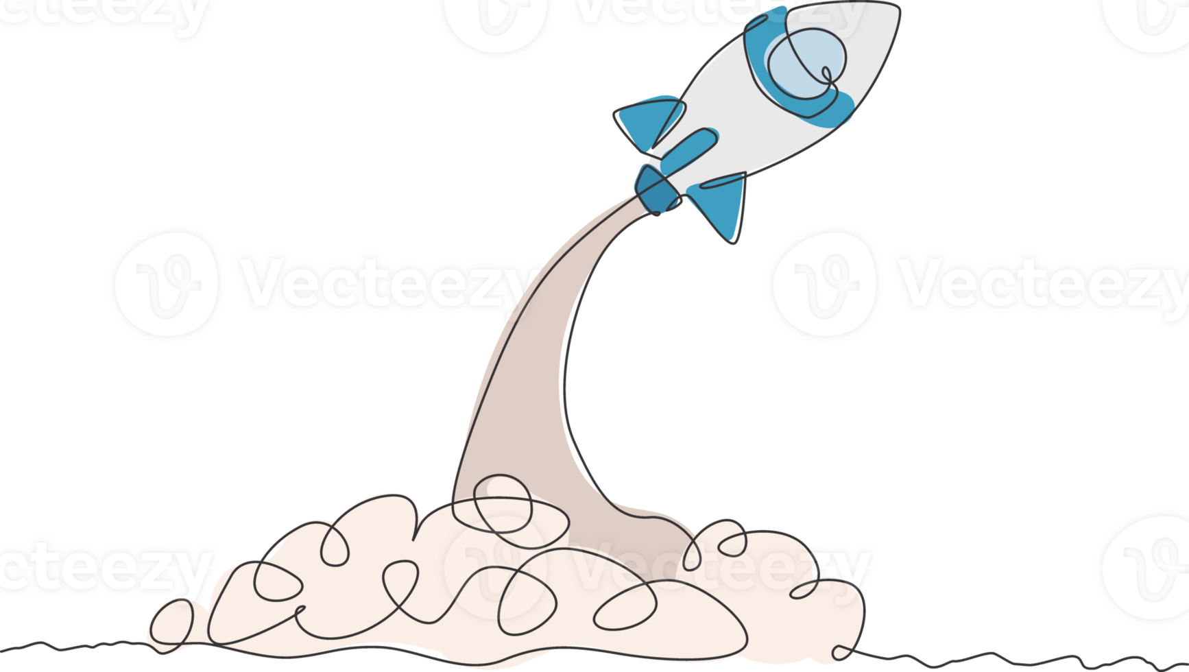 Un dibujo de una sola línea de un cohete vintage simple despega hacia la ilustración gráfica de vector del espacio exterior. exploración del cosmos galáctico con concepto de nave espacial. diseño moderno de dibujo de línea continua png