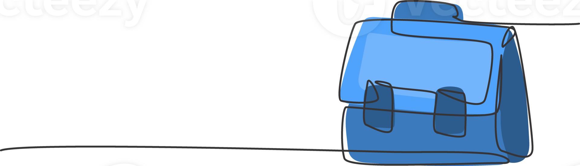 Single one line drawing of leather briefcase for teacher class. Back to school minimalist, education concept. Continuous simple line draw style design graphic illustration png