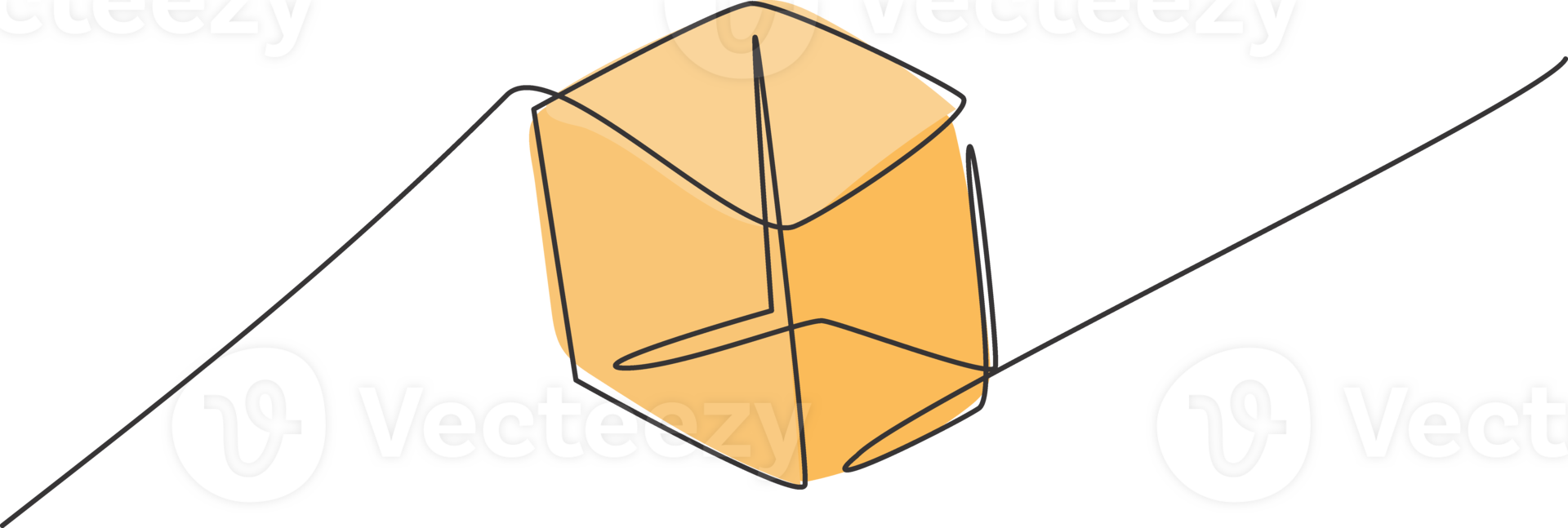 single een lijn tekening van kubus geometrie vorm geven aan. terug naar school- minimalistisch, onderwijs concept. doorlopend gemakkelijk lijn trek stijl ontwerp grafisch illustratie png