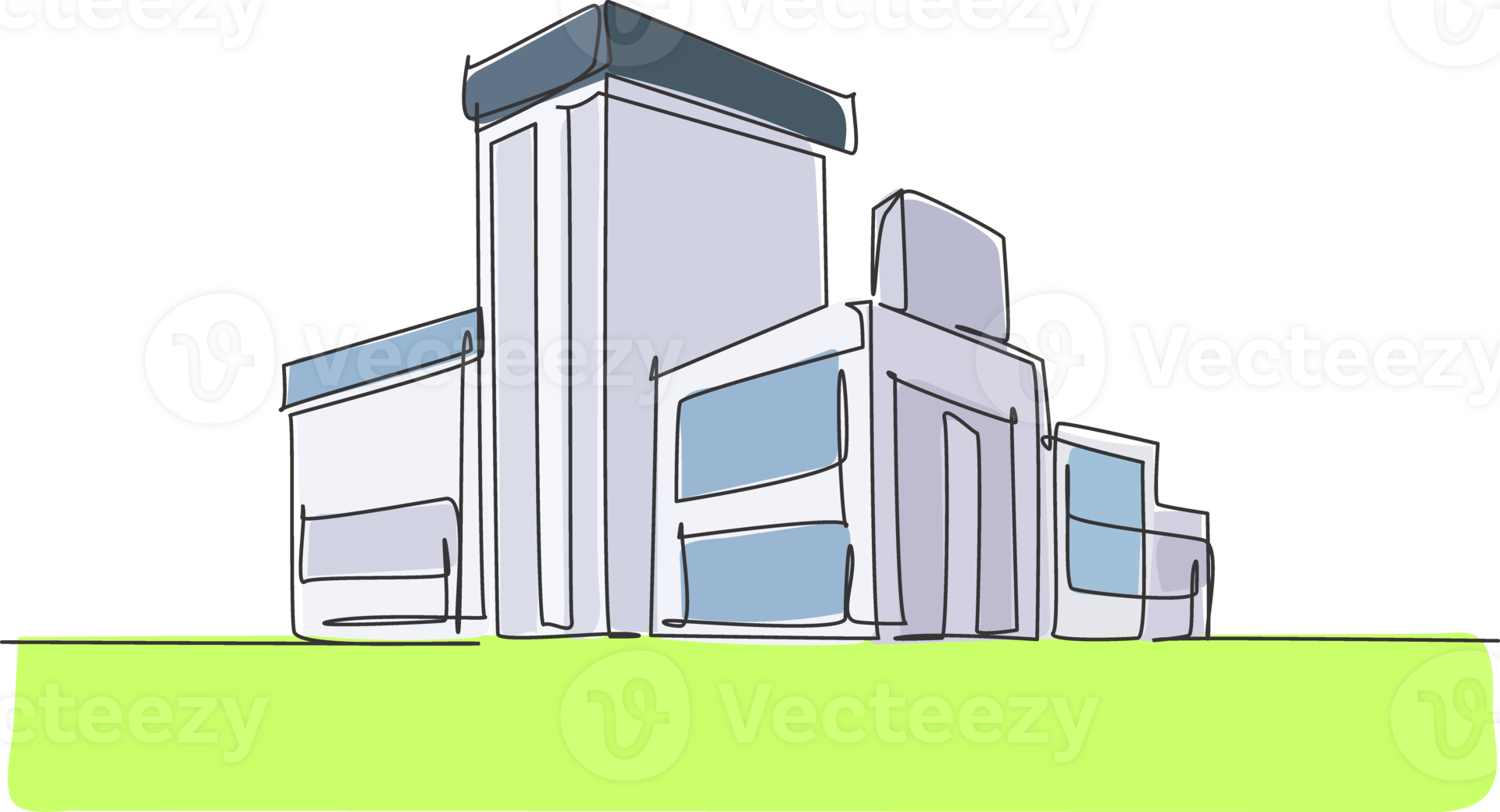 Single continuous line drawing of luxury big modern house at city. Home