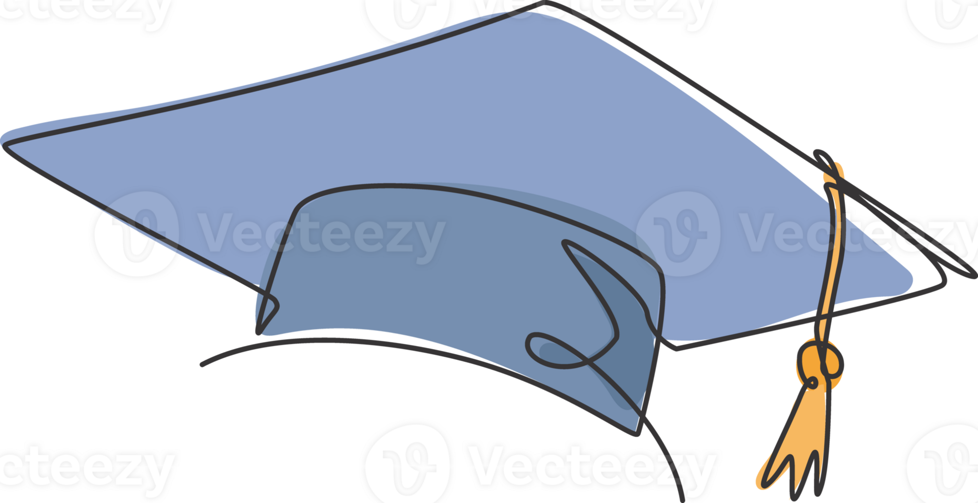 Graduation hat. Continuous one line drawing of graduate cap minimalist illustration design. Simple line modern graphic style. Hand drawn graphic concept for education png