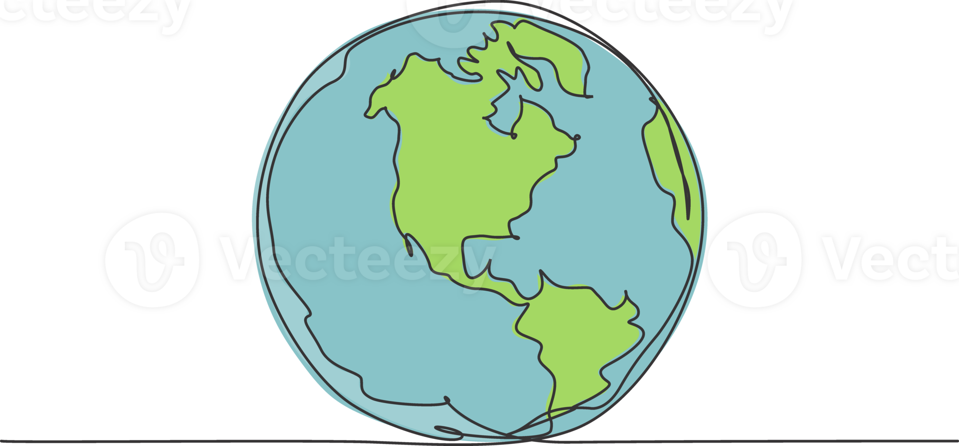 Round earth globe. Continuous one line drawing of world map minimalist illustration design. Simple line draw modern graphic style. Hand drawn graphic concept for education png