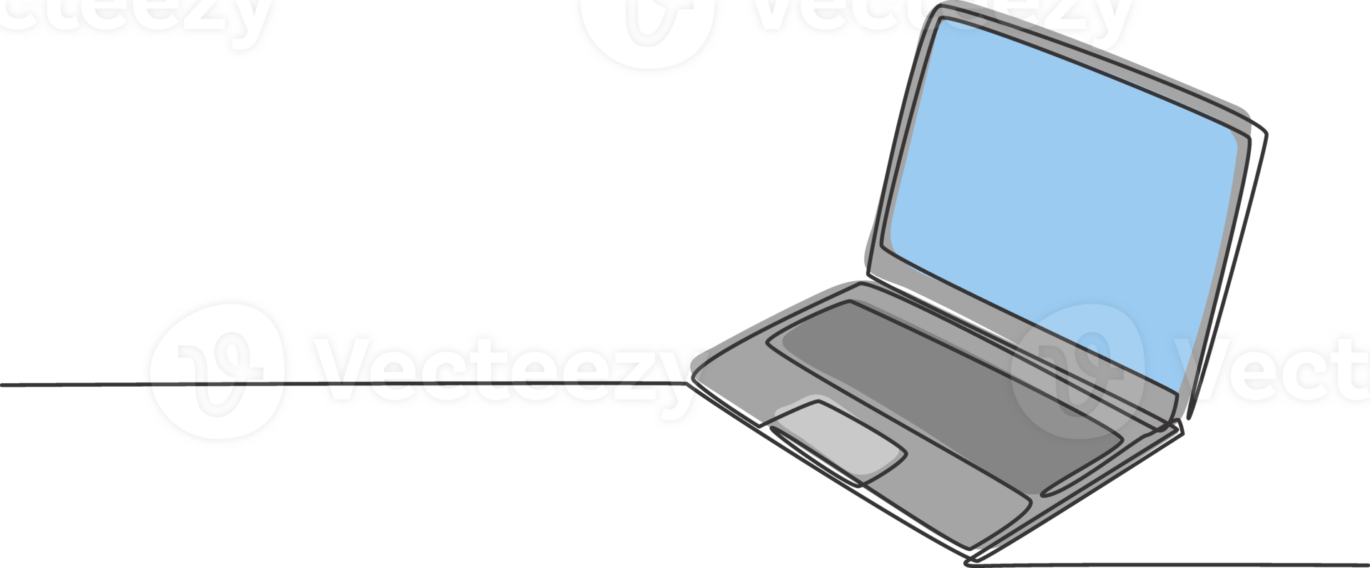 One continuous line drawing of thin laptop for supporting business