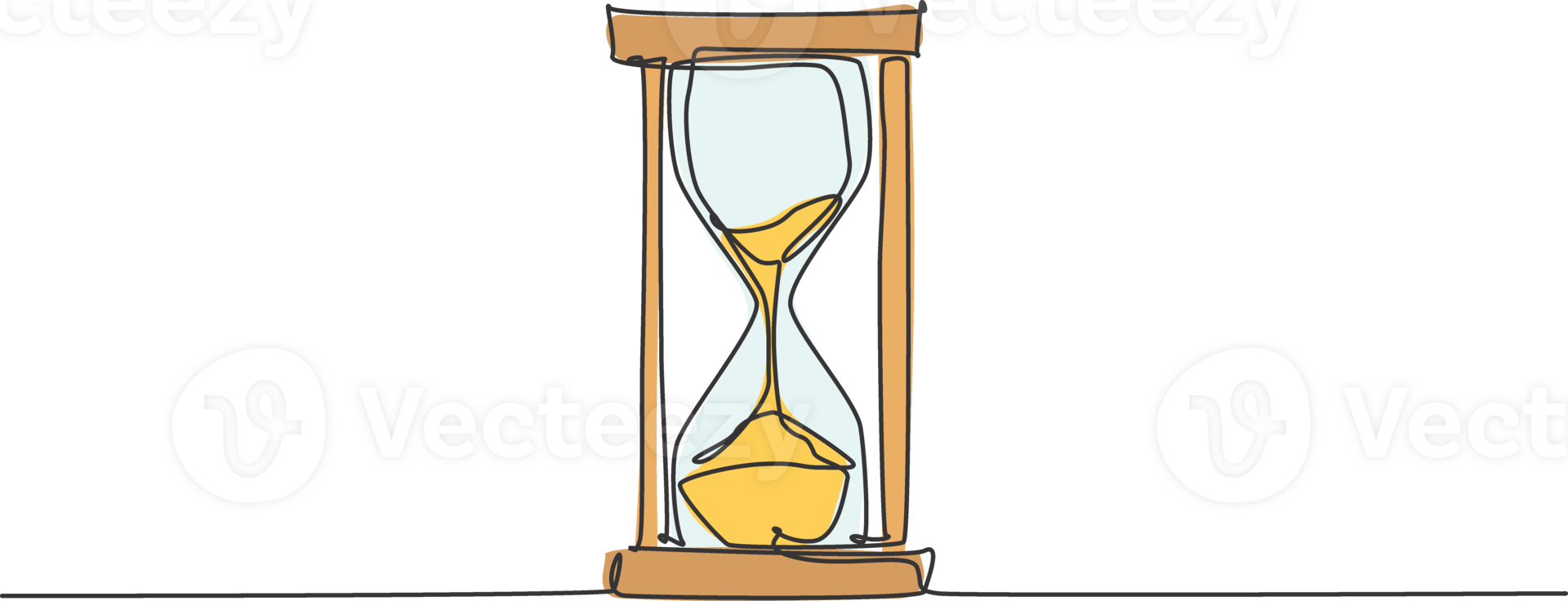 One continuous line drawing of old classic hourglass. Sand glass for showing deadline time at business metaphor concept. Trendy single line draw design graphic illustration png