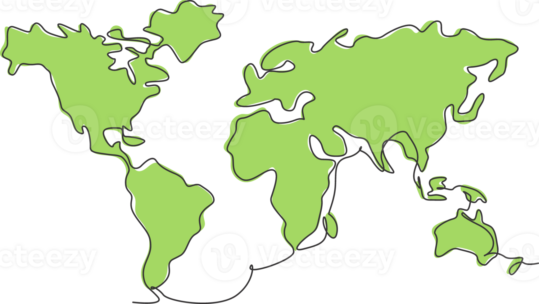 World map. Continuous one line drawing of world atlas minimalist illustration design. Isolated simple line modern graphic style. Hand drawn graphic concept for education png