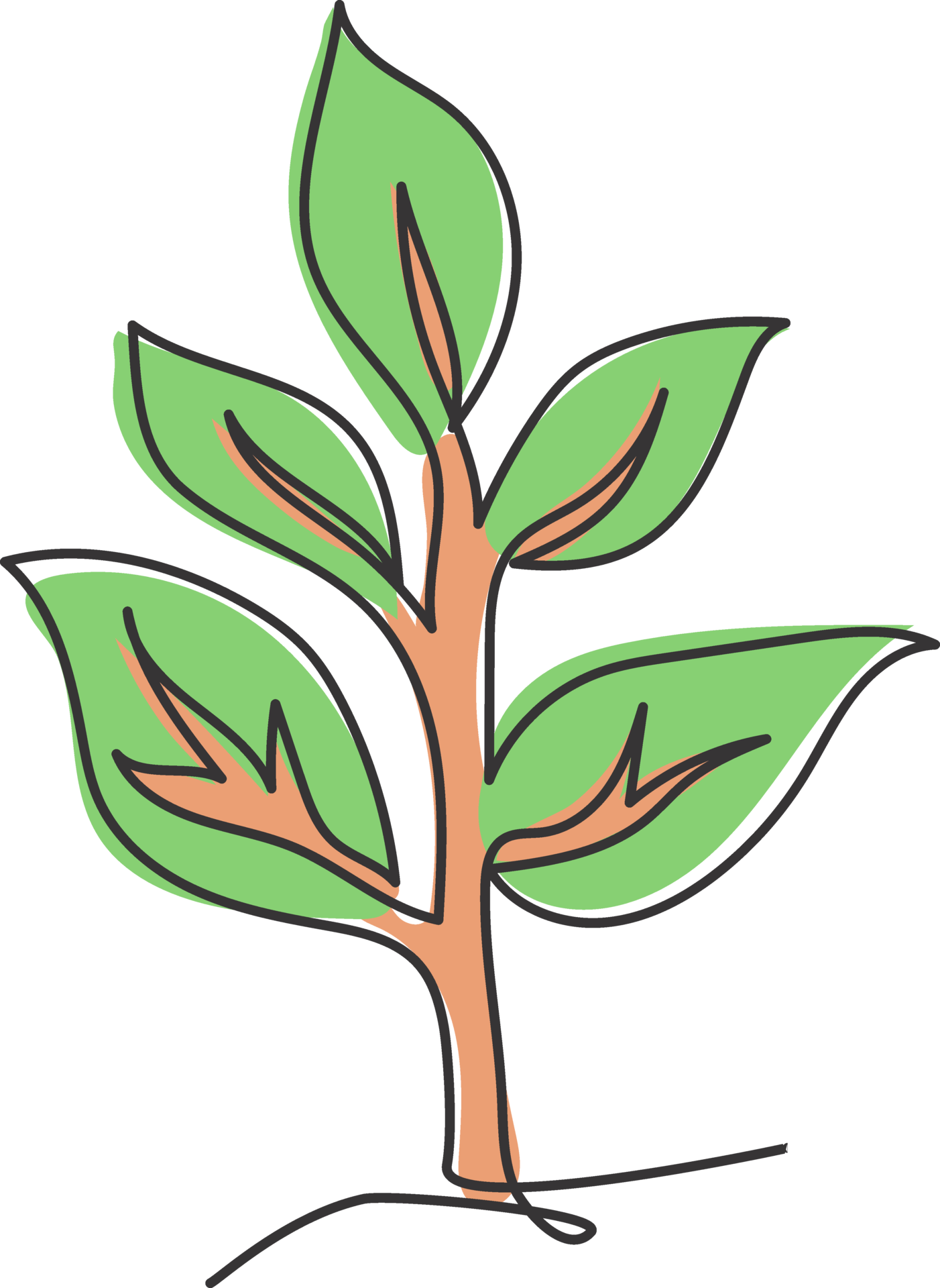 Single Continuous Line Drawing Of Green Natural Organic Plant For farming-2018