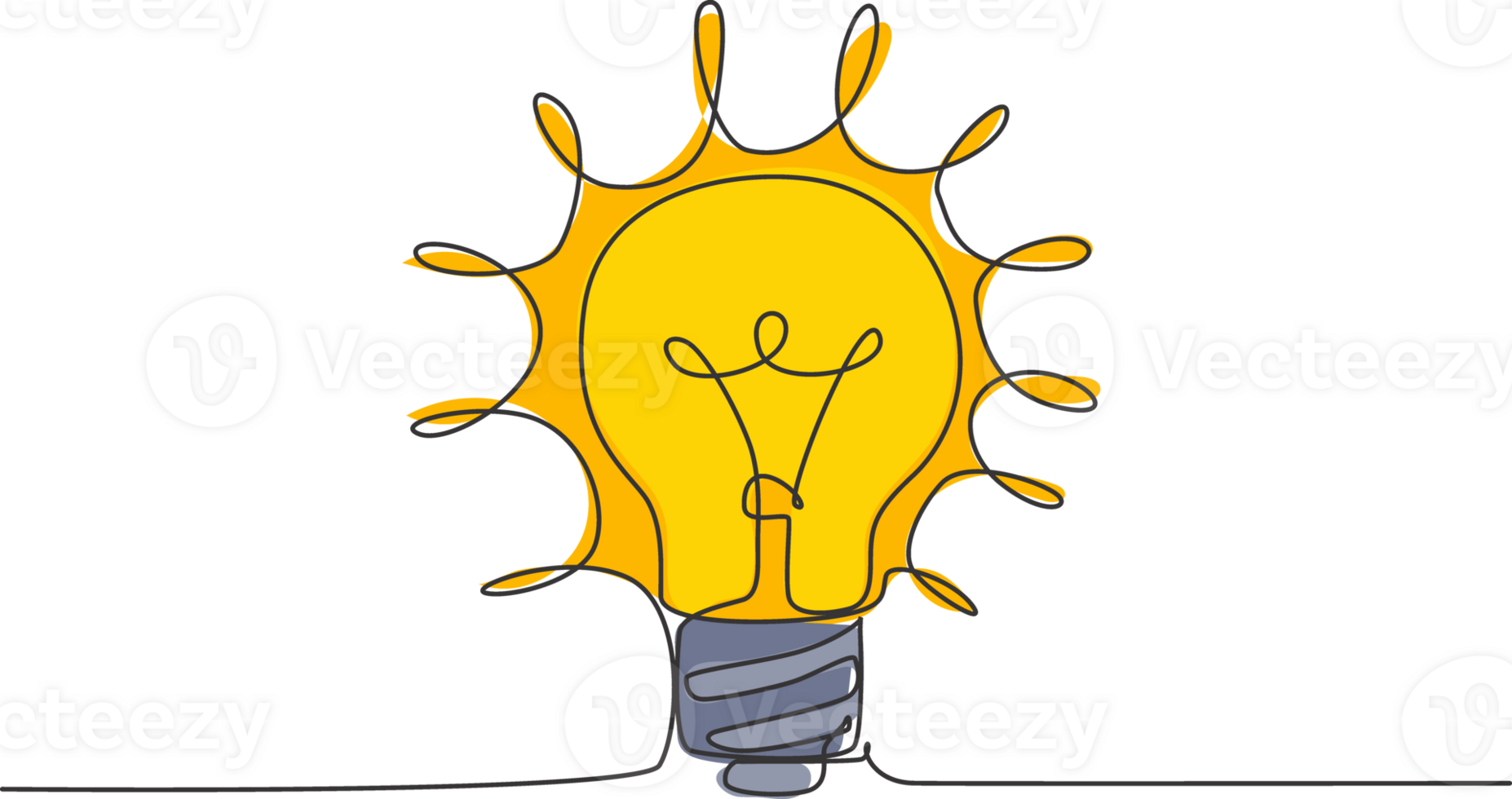 Single continuous line drawing of bright shinging lightbulb for logo label. Power electricity logotype symbol template concept. Dynamic one line draw graphic illustration for creative process png