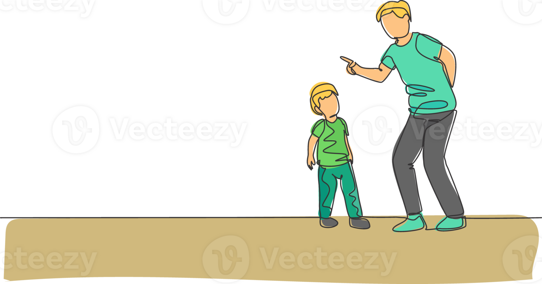 One continuous line drawing of young father giving talk some good advice to his son at home. Communication concept. Happy family parenthood. Dynamic single line draw graphic design illustration png