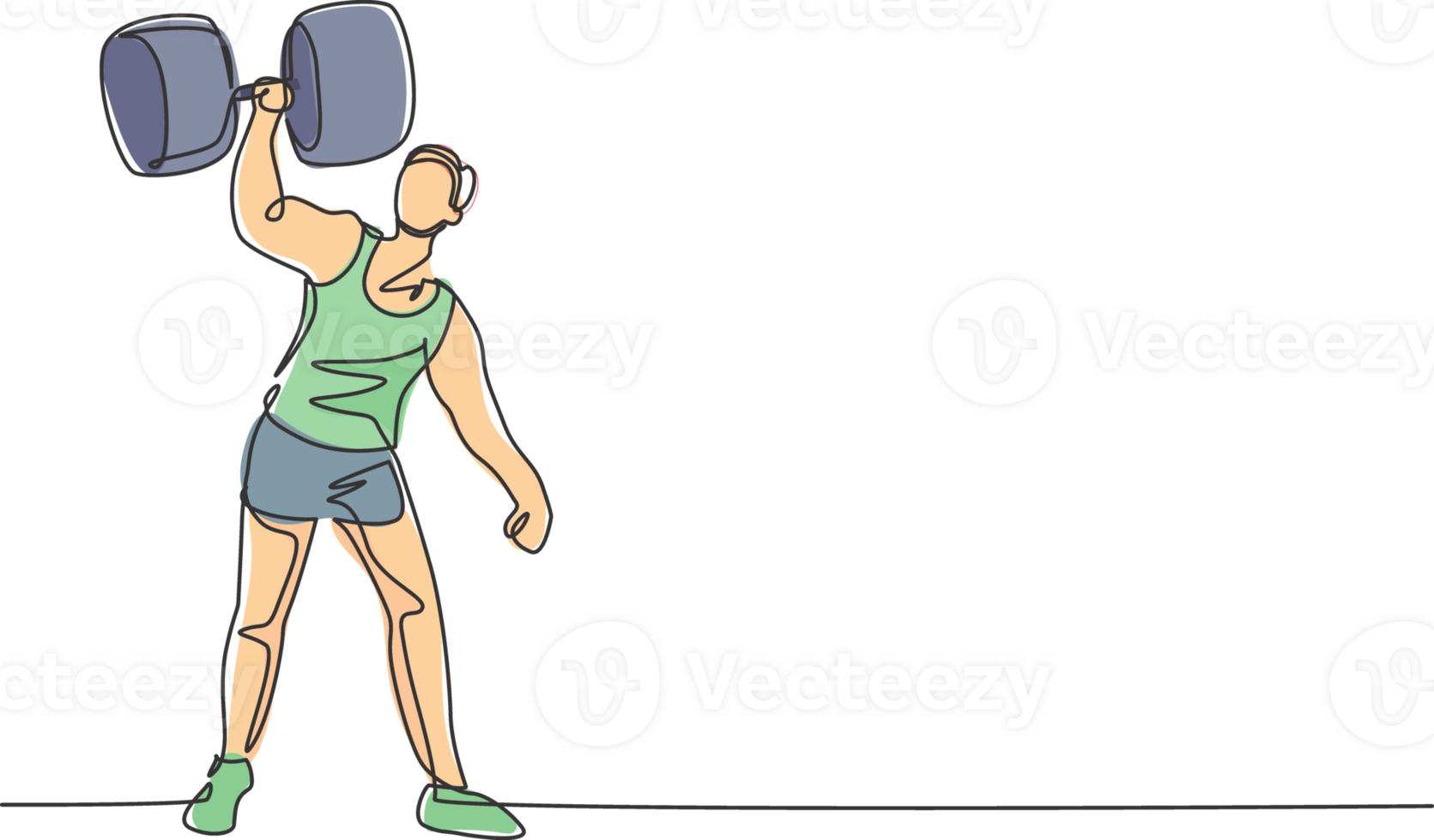Single continuous line drawing strong people lift large dumbbells with only one hand. Stunt performers who really amazed the circus audience. Dynamic one line draw graphic design illustration png