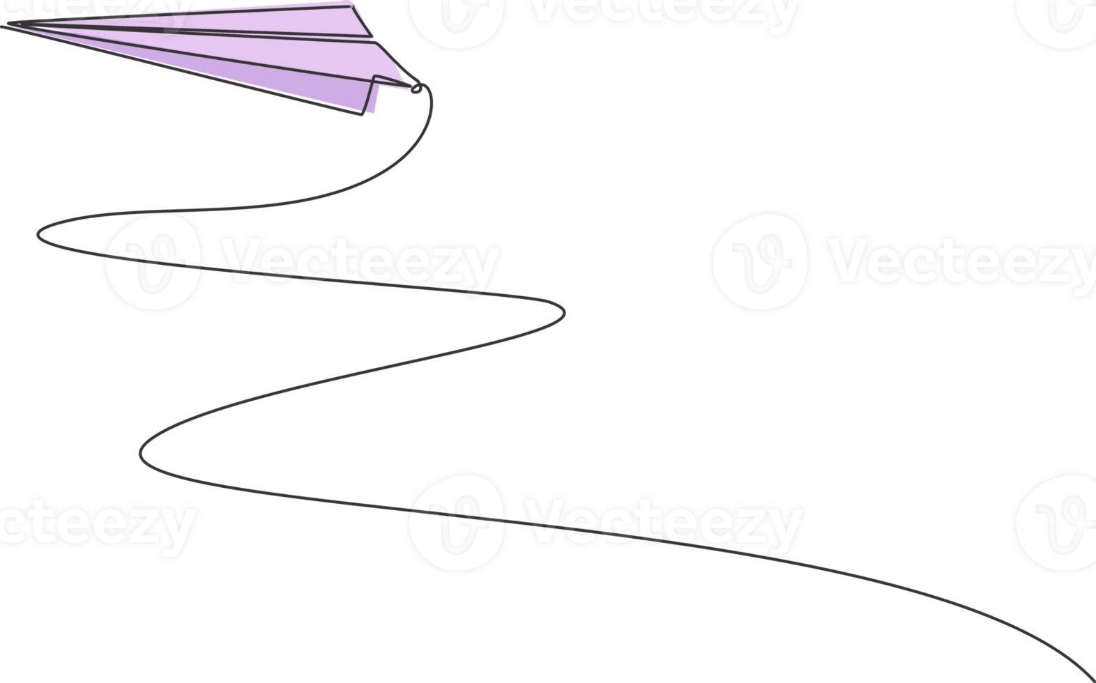 doorlopend een lijn tekening van papier vliegtuig vliegend omhoog naar de lucht. papier vliegtuig origami concept. kinderen speelgoed- modieus single lijn trek ontwerp grafisch illustratie png