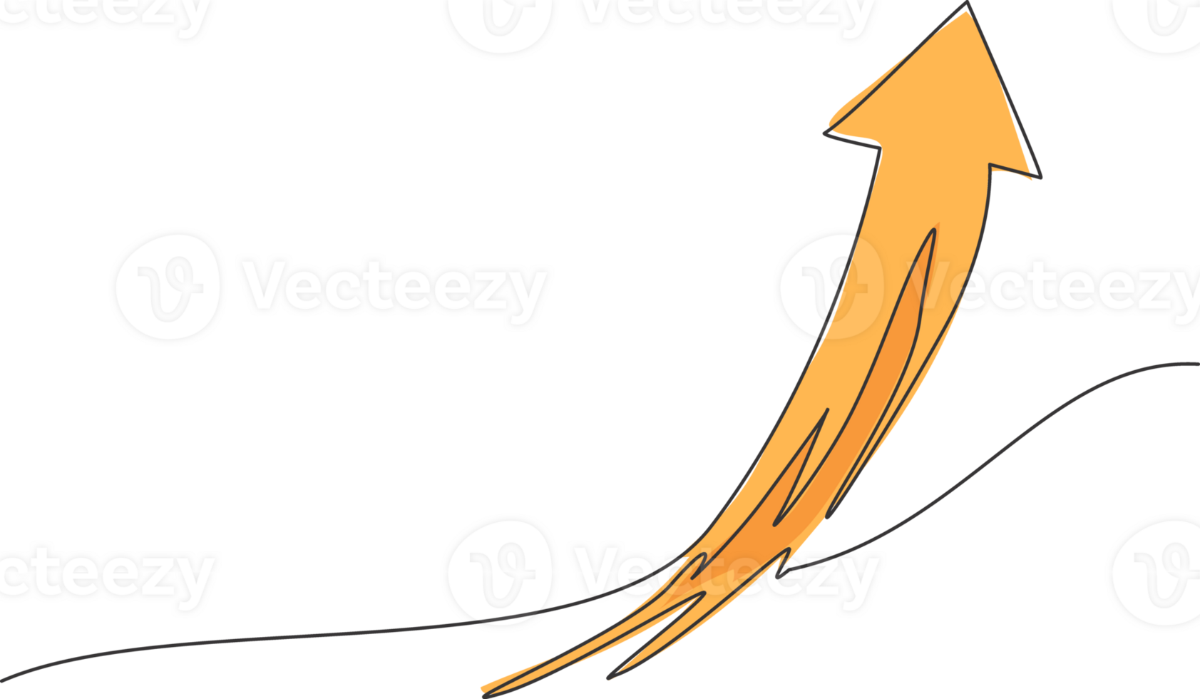 Single einer Linie Zeichnung von fliegend oben Pfeil Symbol auf das Himmel. Geschäft Finanzen Wachstum Graph minimal Konzept. modern kontinuierlich Linie zeichnen Design Grafik Illustration png