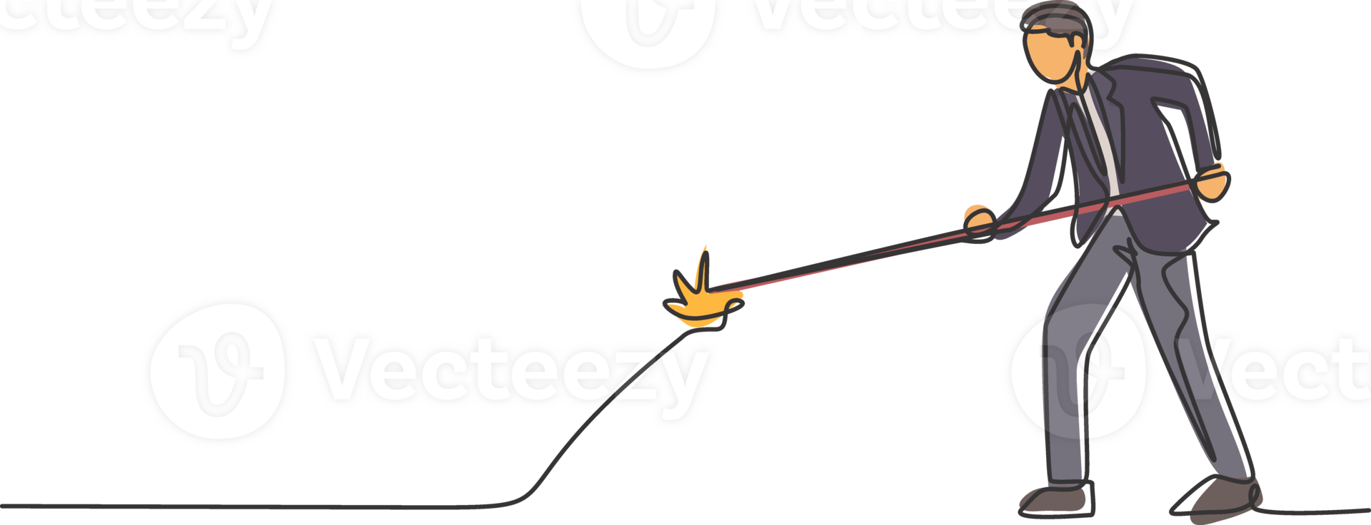 singolo continuo linea disegno di giovane attività commerciale uomo fiamma il petardo stoppino. attraente professionale uomo d'affari. minimalismo concetto dinamico uno linea disegnare grafico design illustrazione png